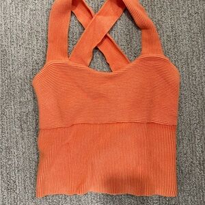Abercrombie & Fitch Orange Ribbed Crossback Tank